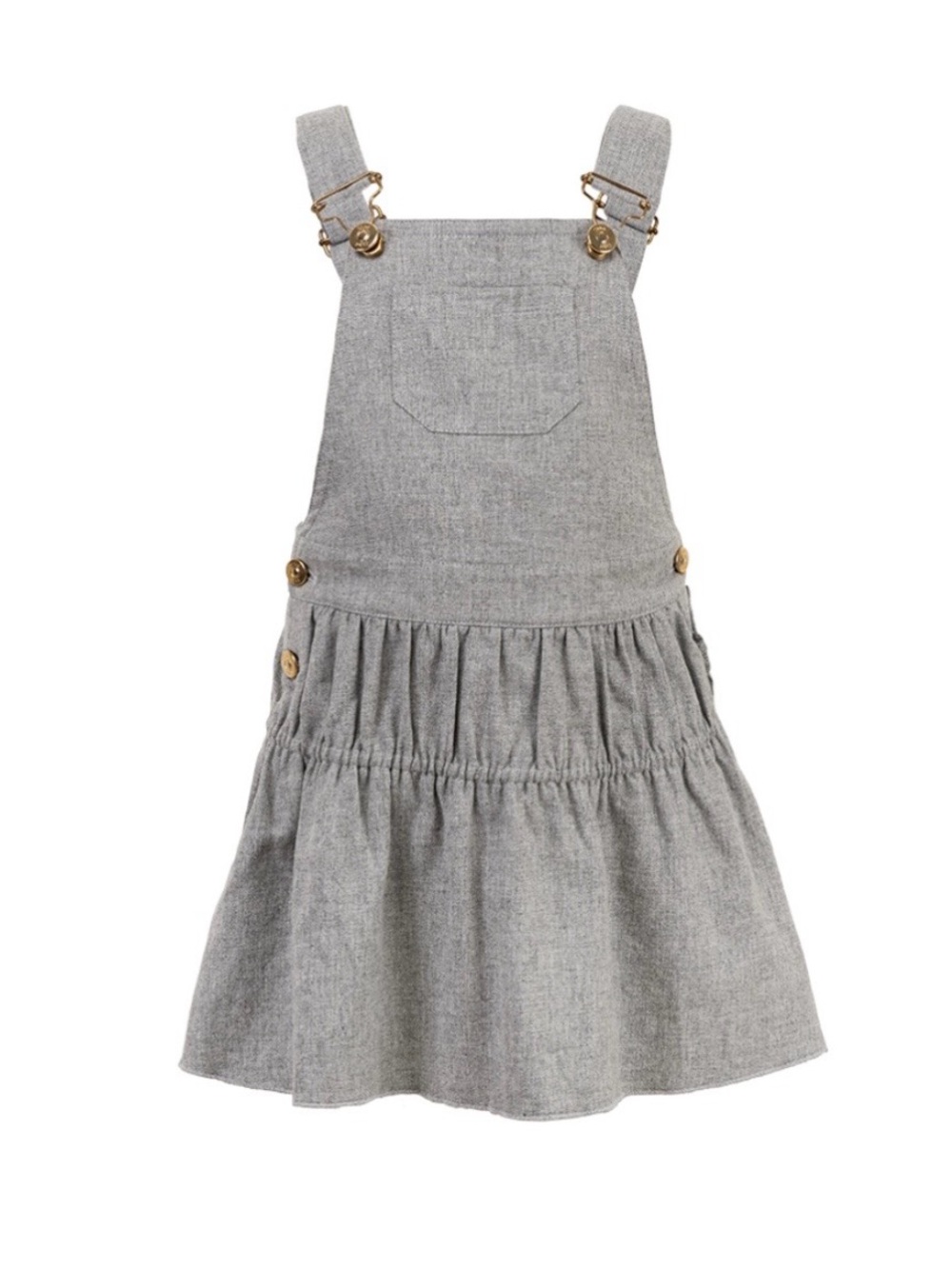 Chloé Girls Overall Dress, Gray, 6A